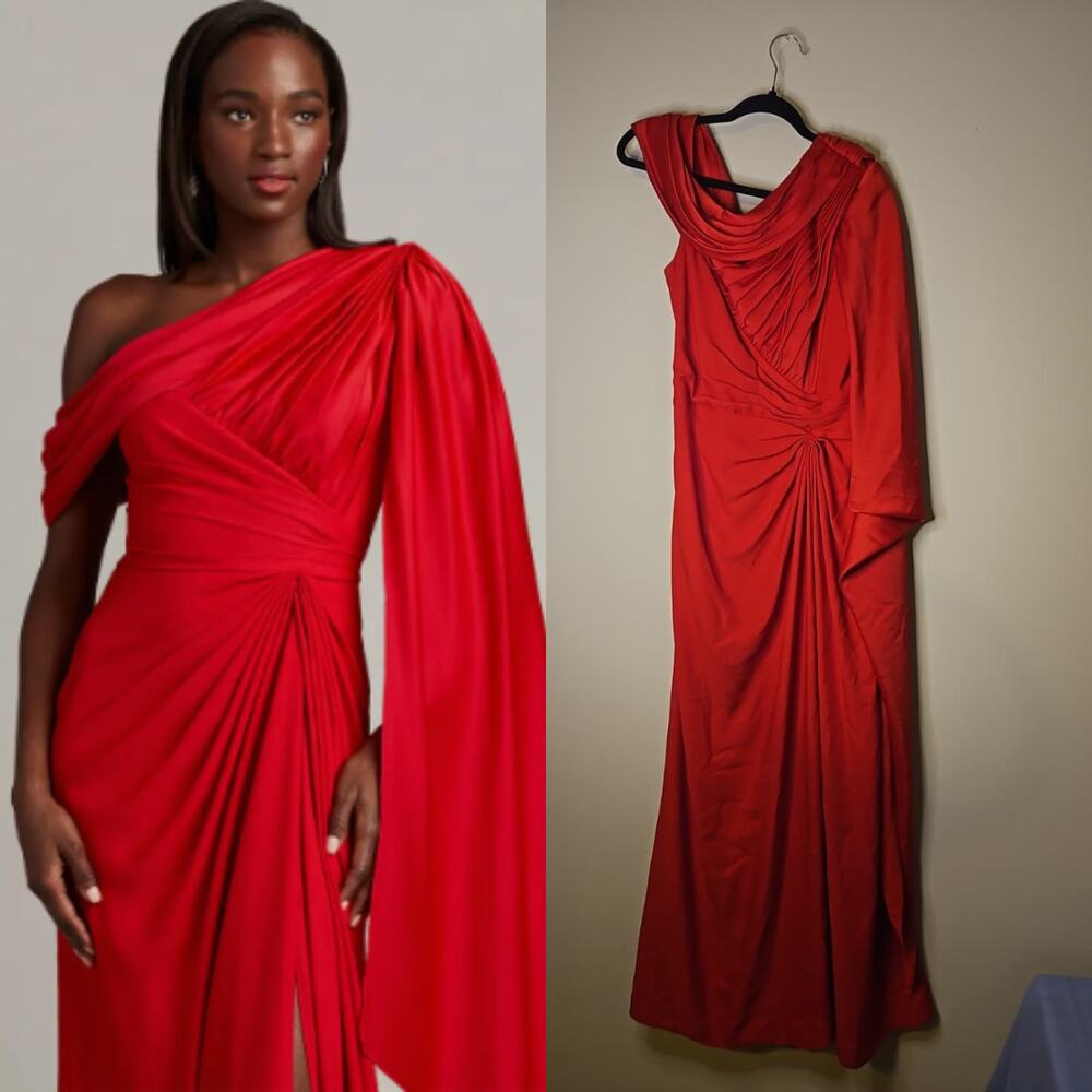 Tadashi Shoji Ember One-Shoulder Draped Gown